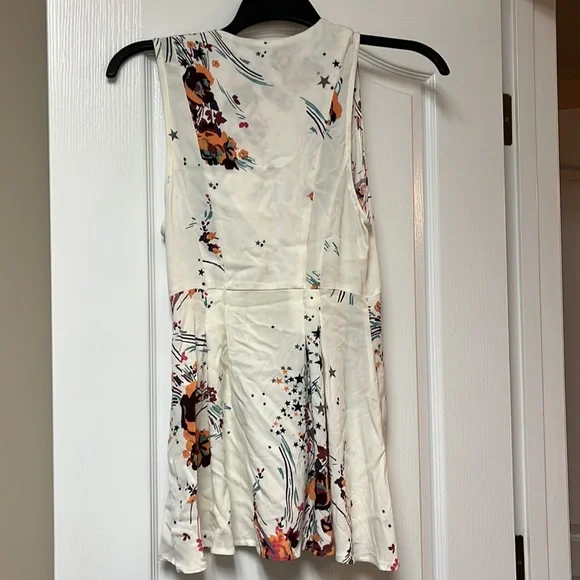 Free People Ivory Floral Print Wrap Blouse/Tunic XS - Picture 5 of 5